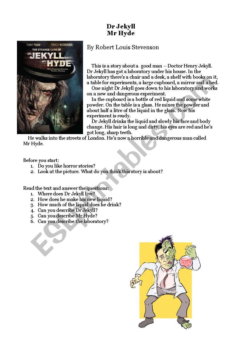 Dr. Jekyll and Mr. Hyde worksheet