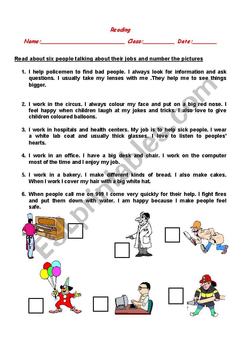 Reading About Jobs ESL Worksheet By Alwatani