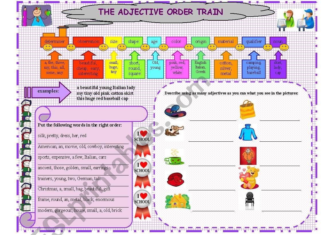 ADJECTIVE ORDER ESL Worksheet By Evadp75