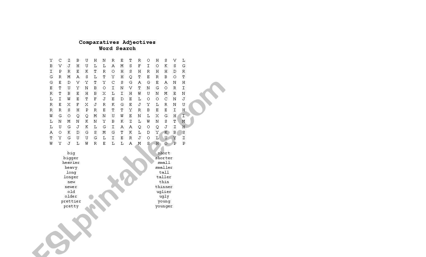 Adjectives and Comparatives worksheet