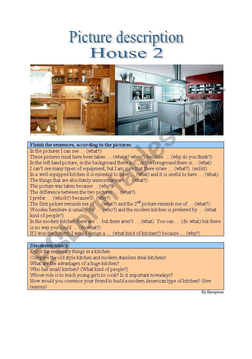 Picture description - House 2 worksheet