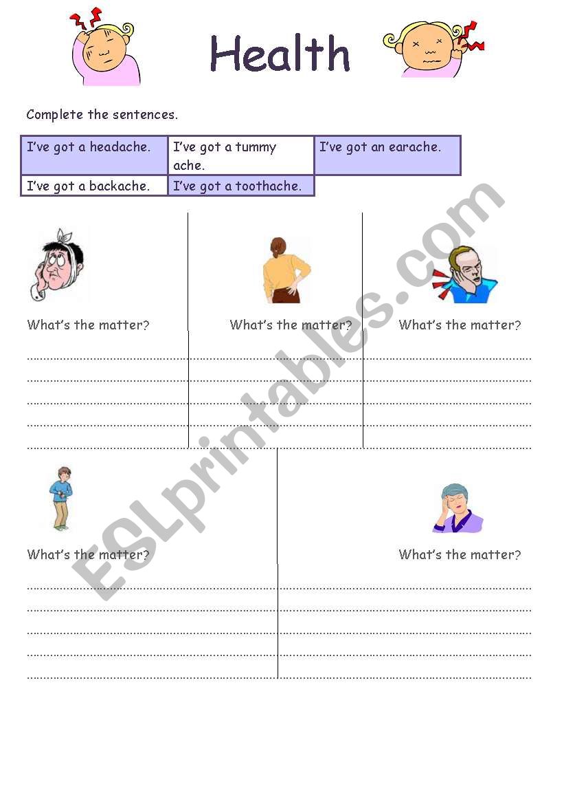 Health (elementary) worksheet
