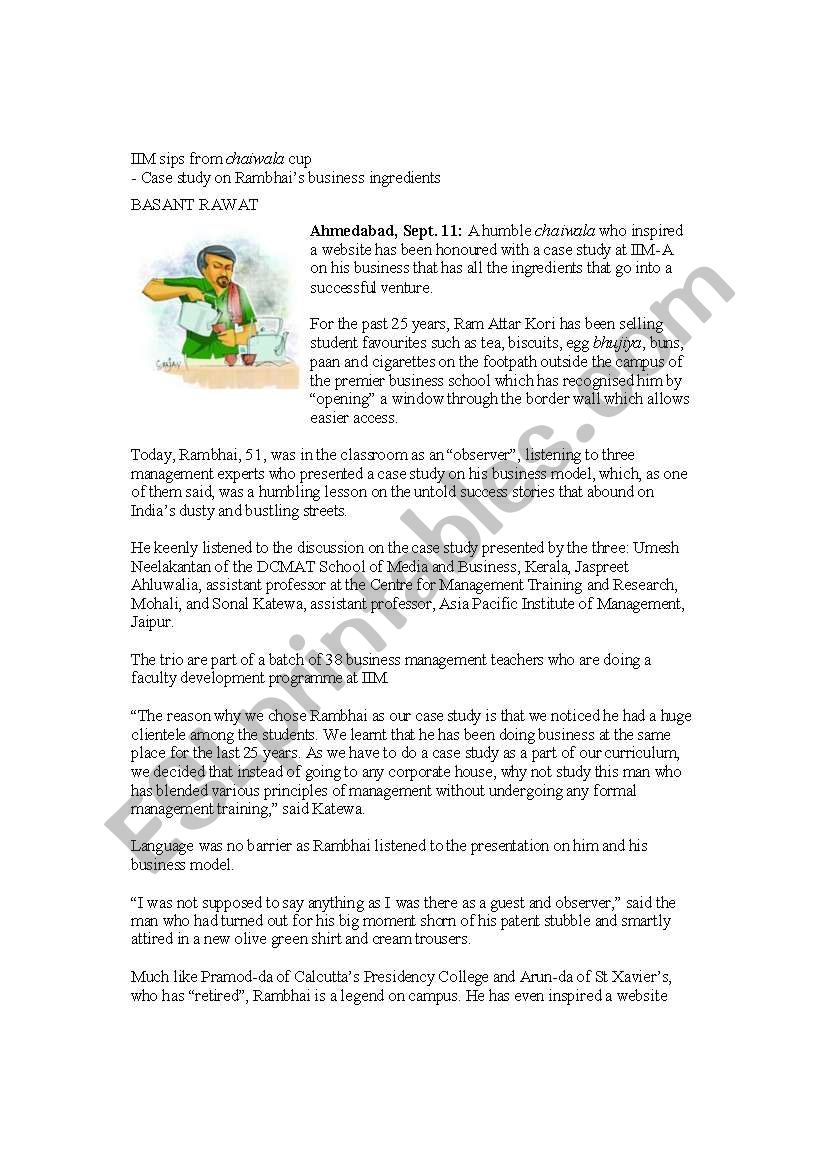 Mordern Panchatantra Story worksheet