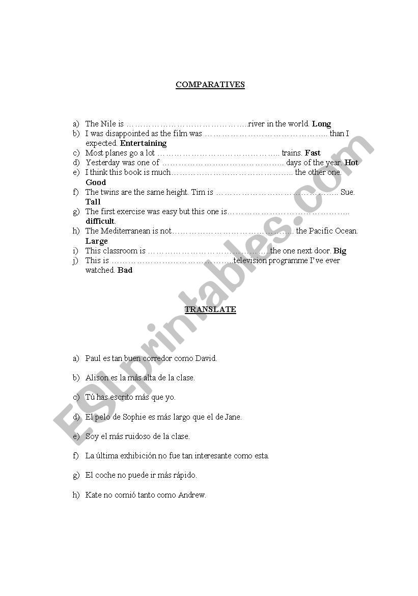 comparatives and superlatives 