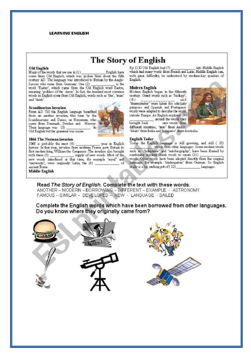 The Story of English worksheet