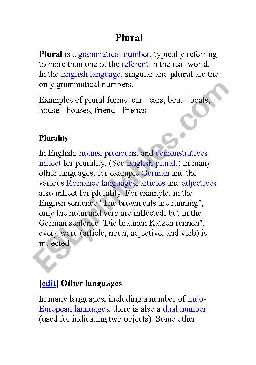 plural nouns worksheet