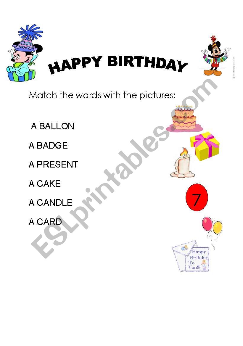 Happy Birthday worksheet