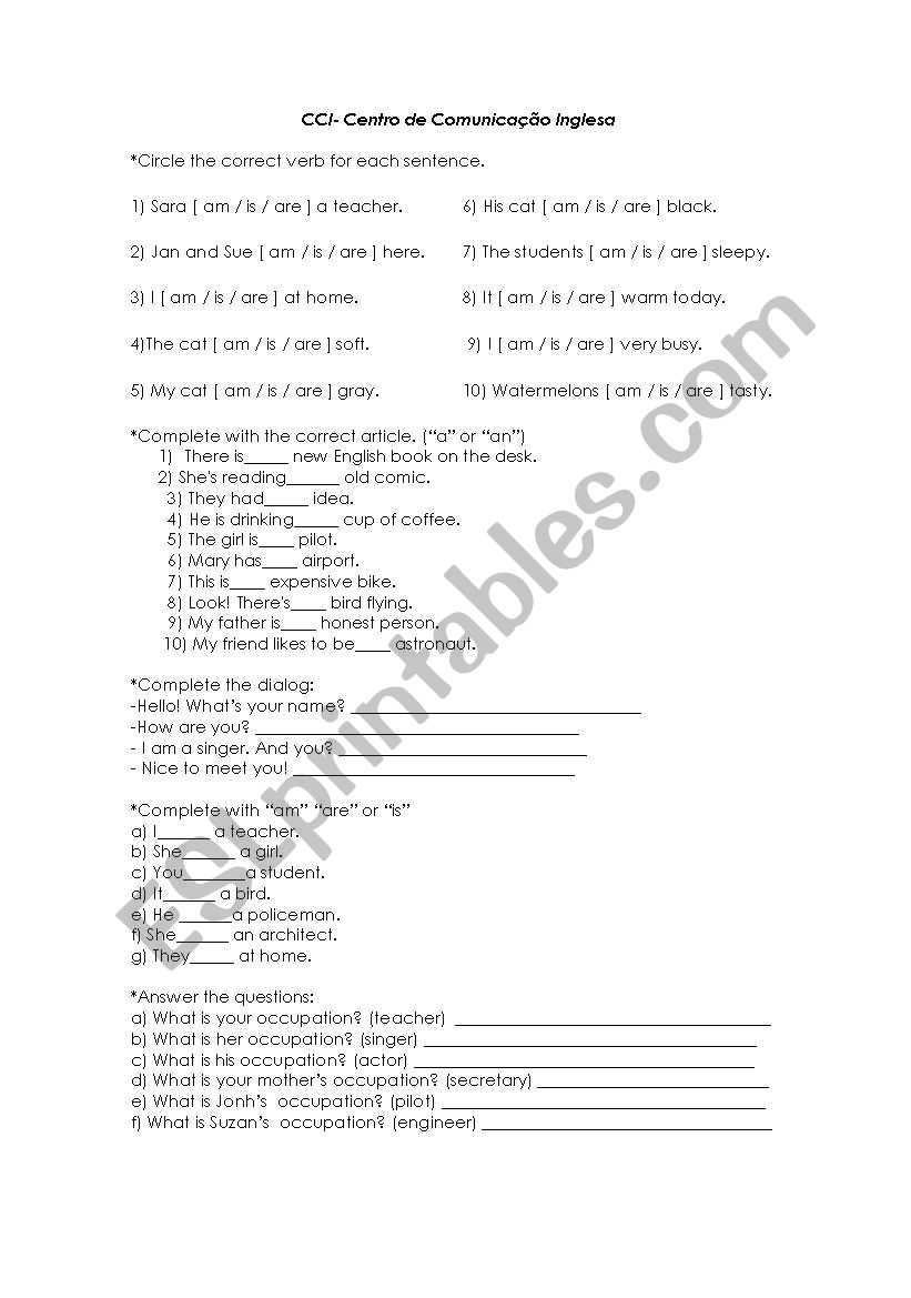 Grammar worksheet