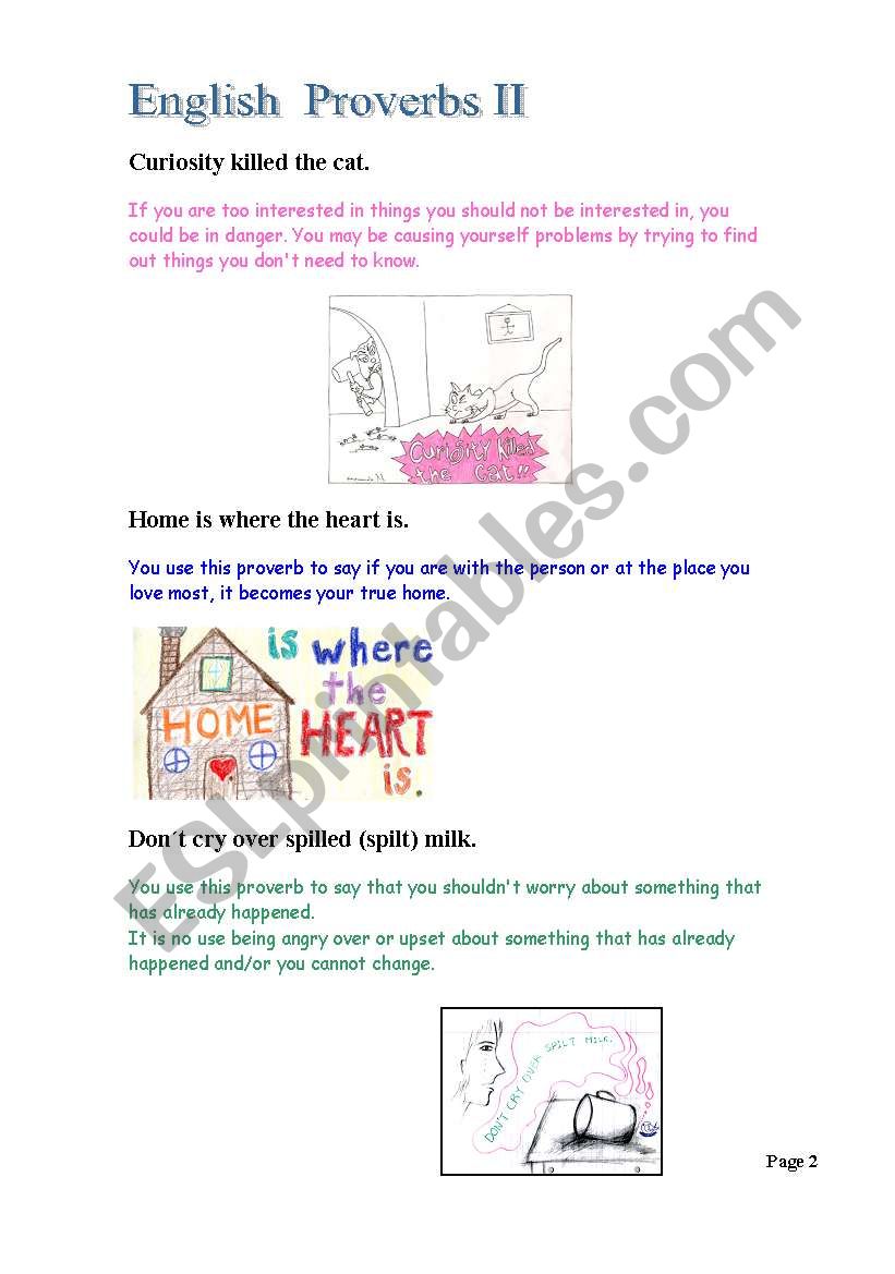 English Proverbs- Illustrated worksheet