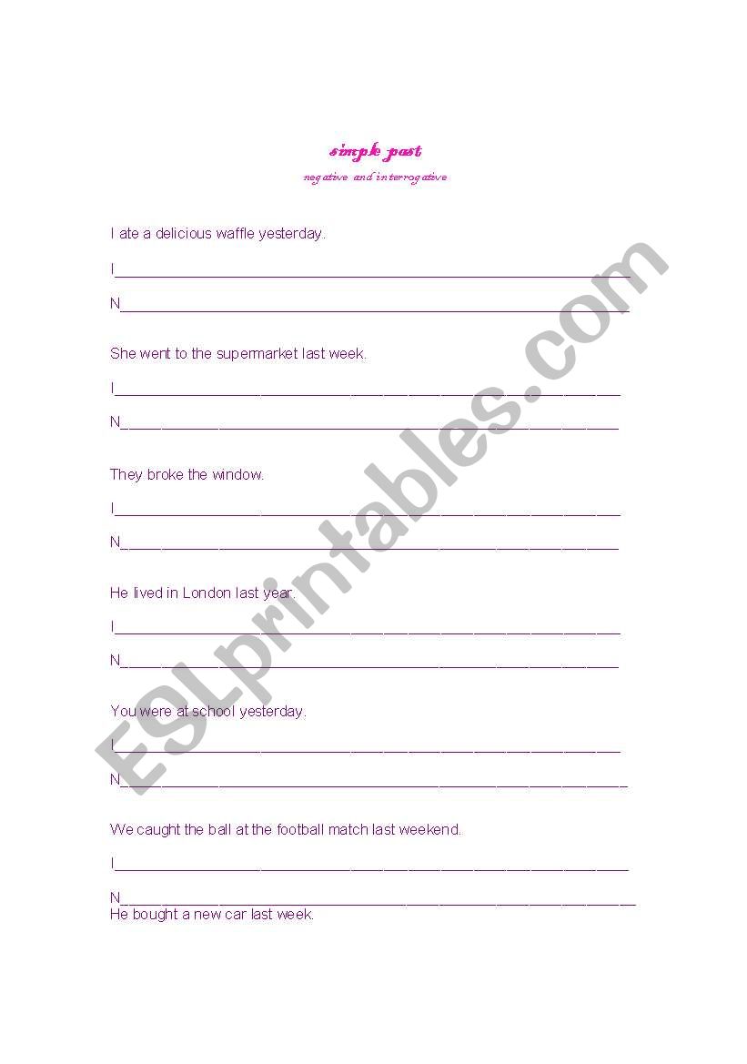 simple past worksheet