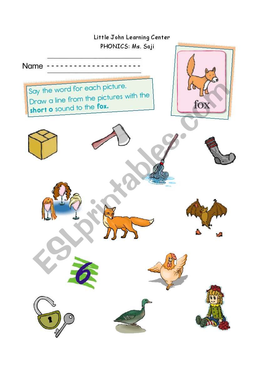 English worksheets: short vowel O worksheet