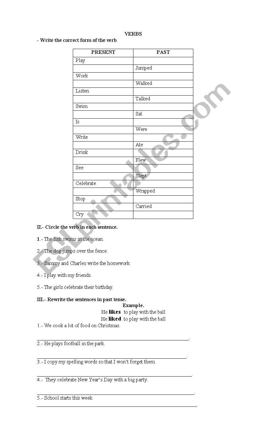 VERBS  worksheet