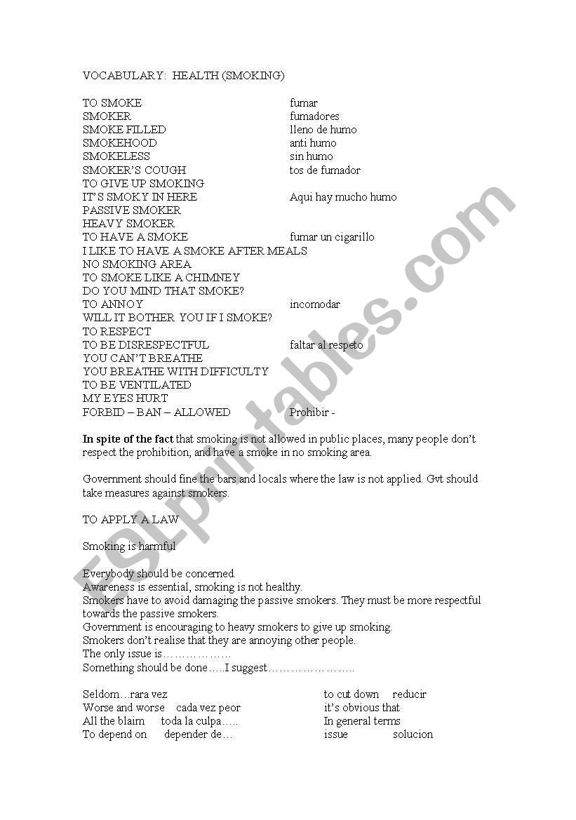 vocabulary. Health worksheet