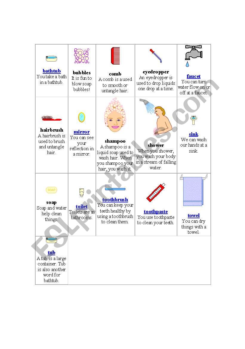 bathroom worksheet