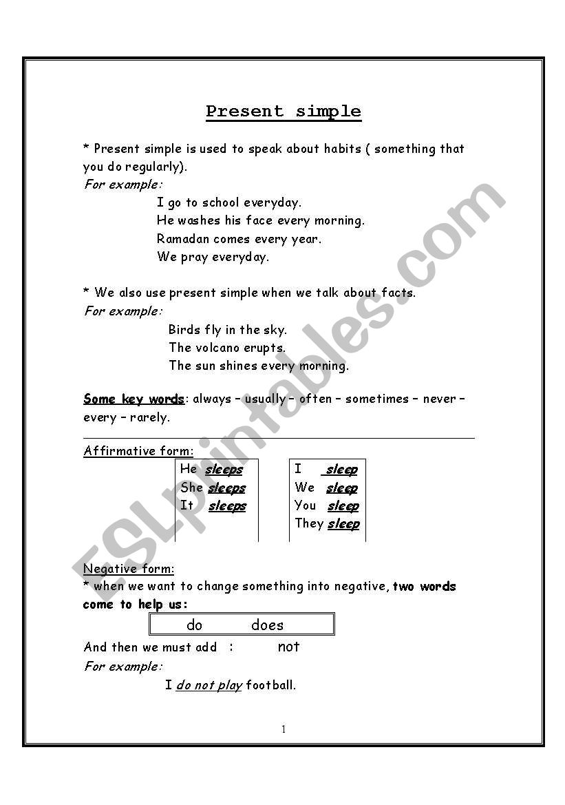 present simple worksheet