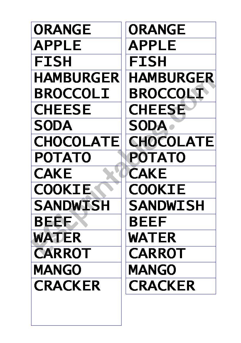 Food  worksheet