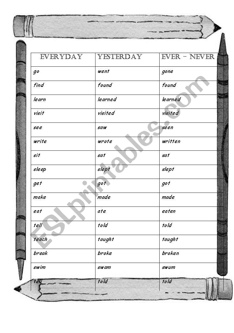 verbs worksheet