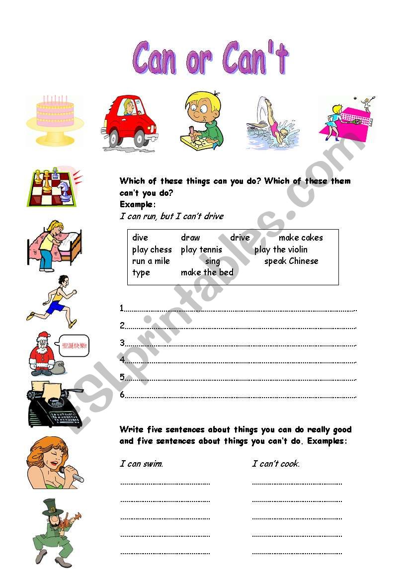 Can or can´t - ESL worksheet by stainboy76