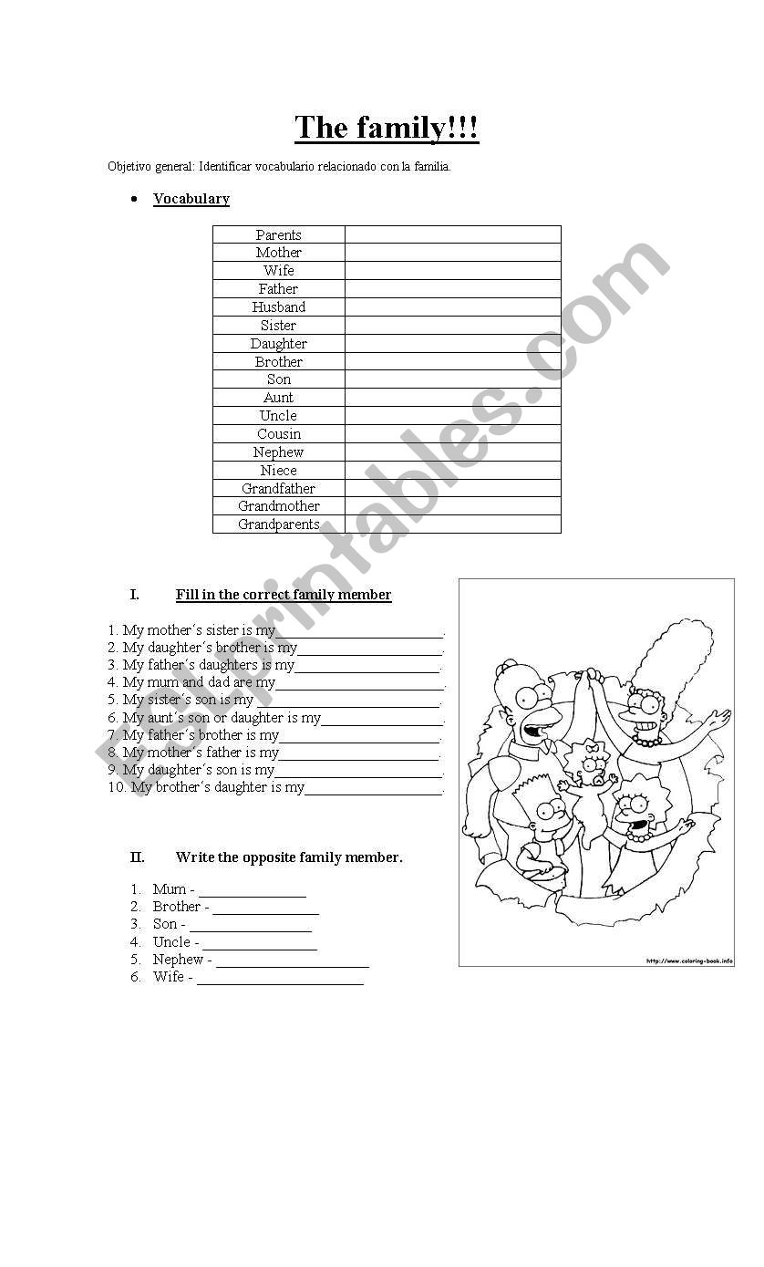 the family worksheet