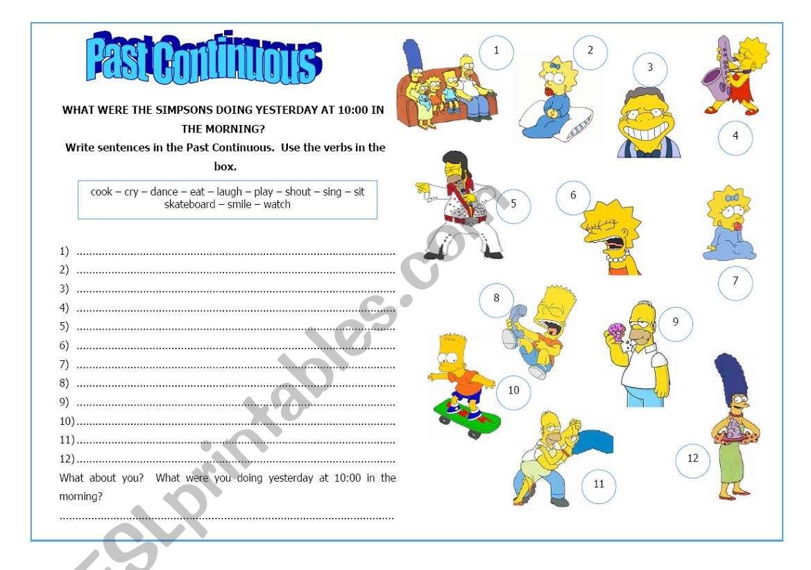 Past Continuous: The Simpsons worksheet