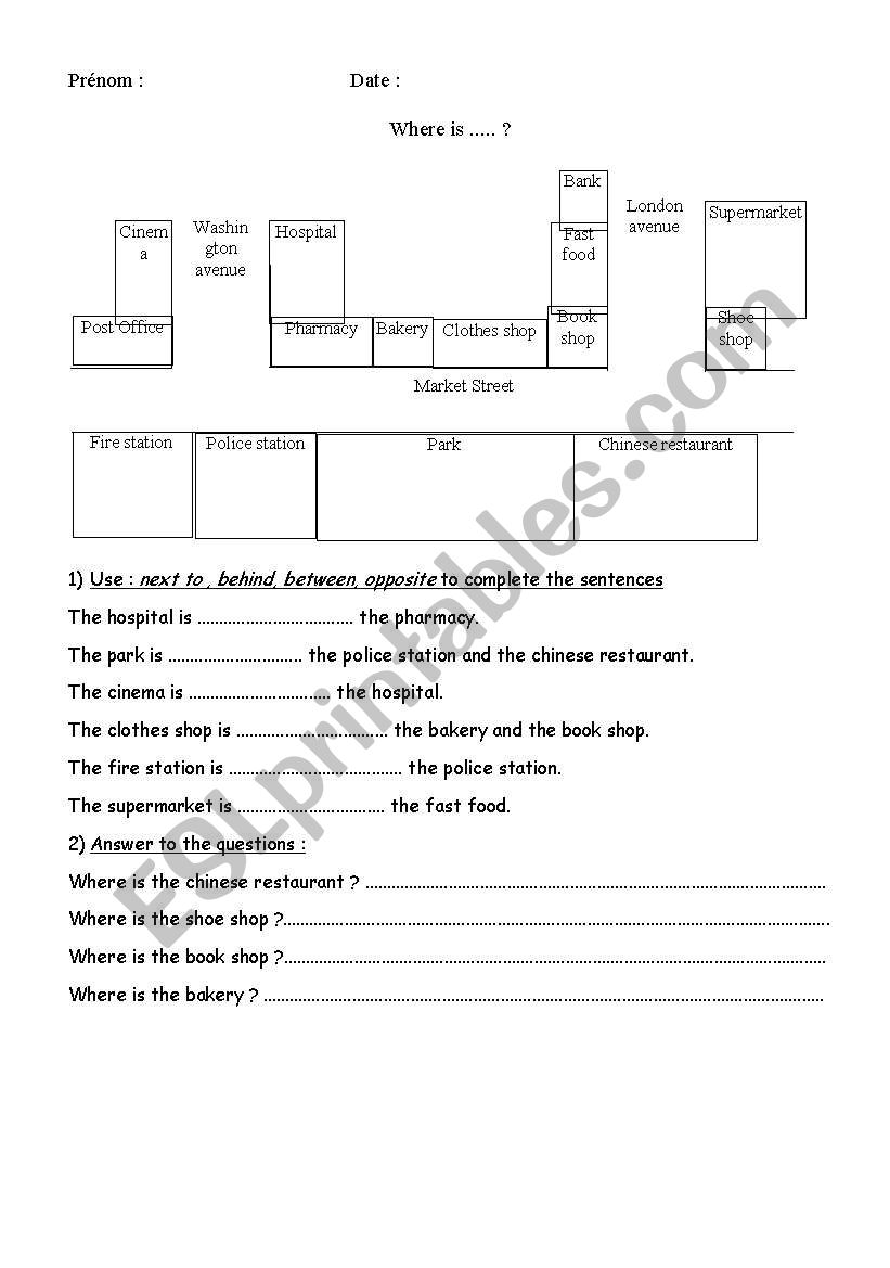 where is .... ? worksheet