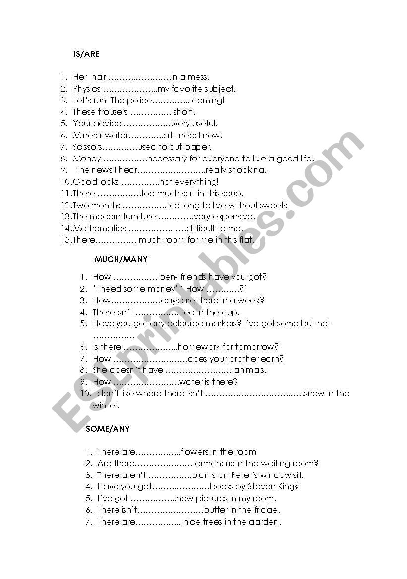 count and uncount nouns worksheet