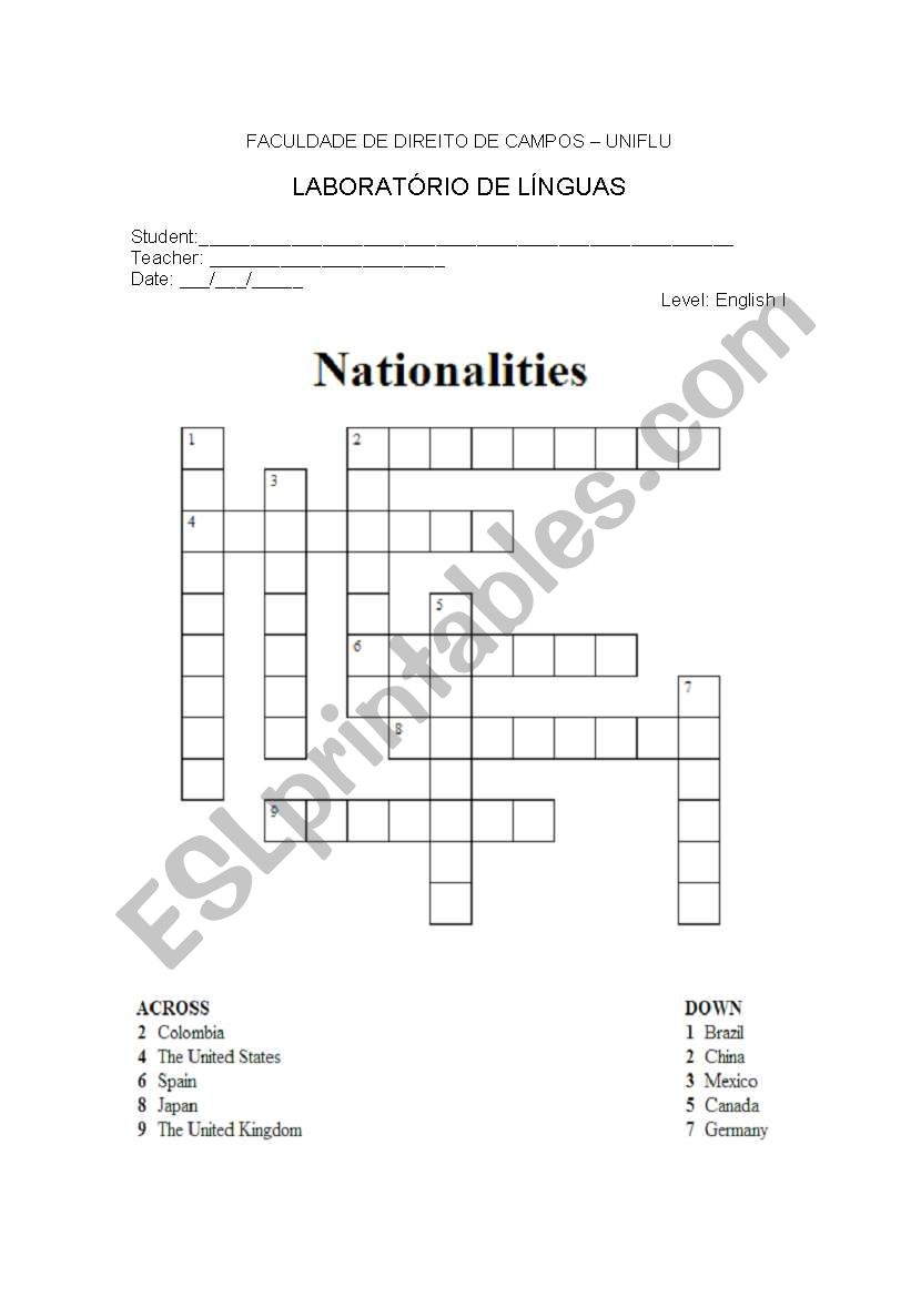 puzzle nationalities worksheet