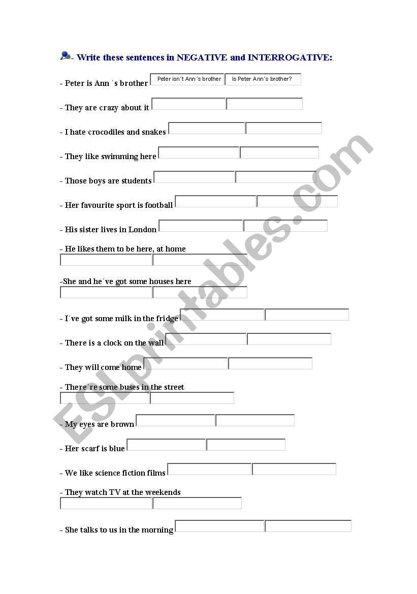 verb tobe  worksheet