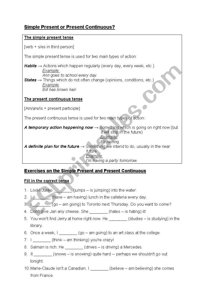 Simple Present or Present Continuous?