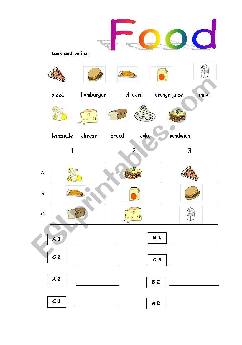 food worksheet