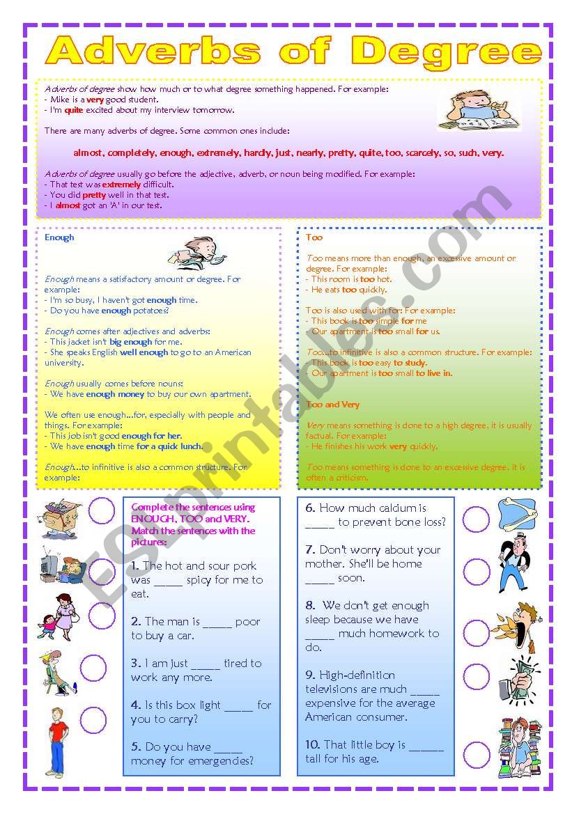 Adverbs Of Degree Practice And Examples Of Use ESL Worksheet By 