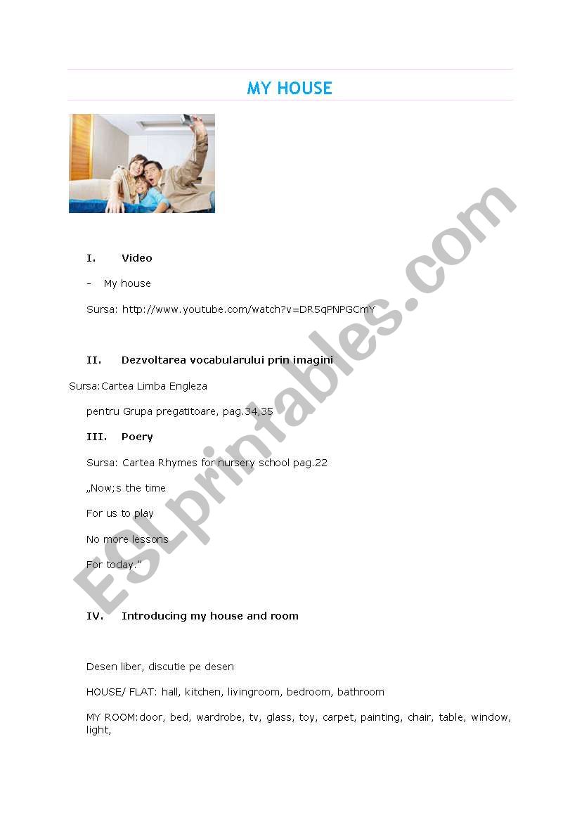 English Worksheets Lesson Plan My House