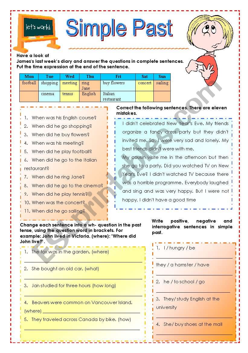 Let´s work: Simple Past - ESL worksheet by Doroteia (F)