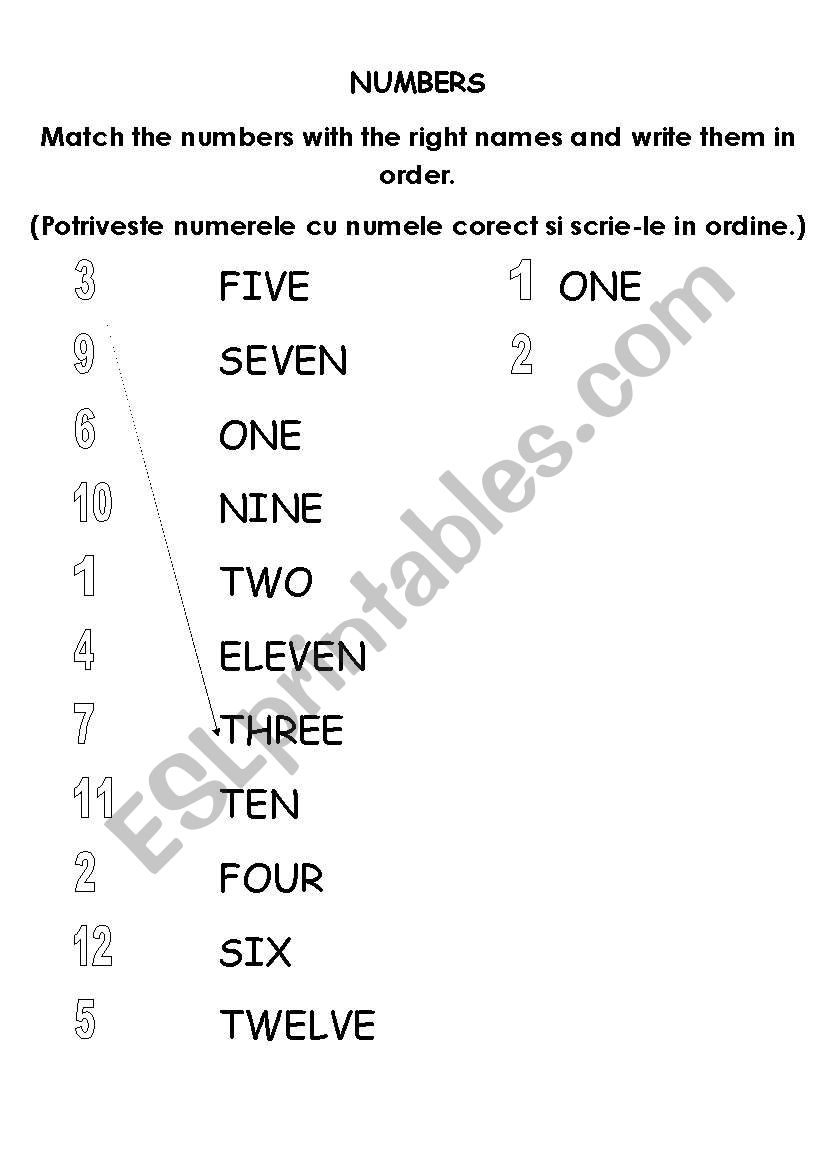 Numbers and colours worksheet