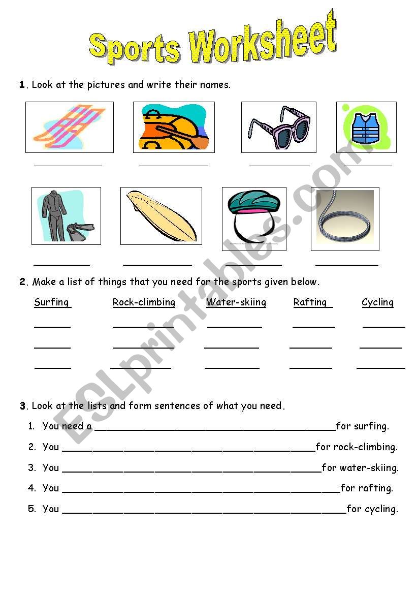 Sports worksheet