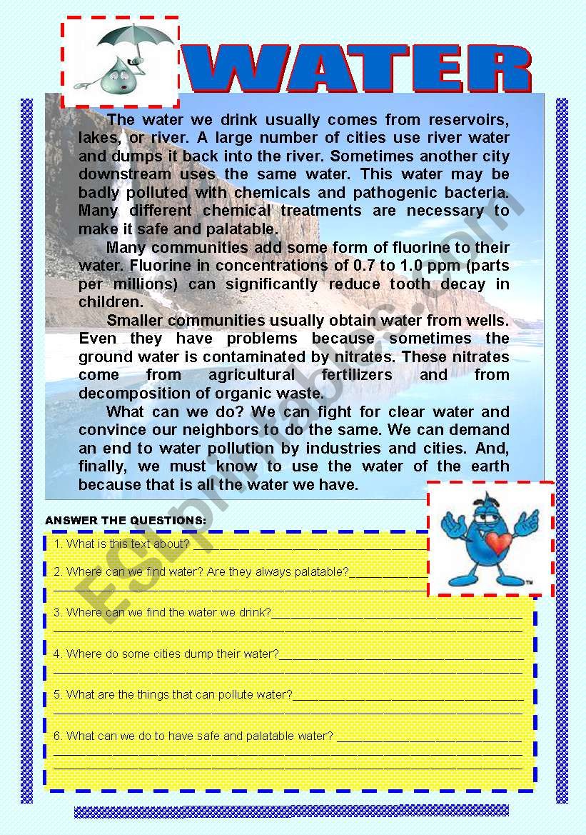 WATER CONSERVATION ESL Worksheet By Giovannademartin