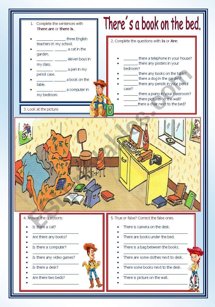 There´s a book on the bed - ESL worksheet by vanda51
