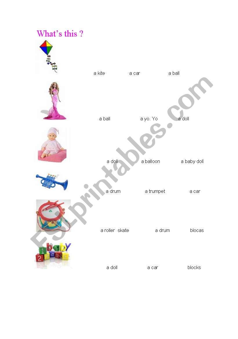 toys worksheet