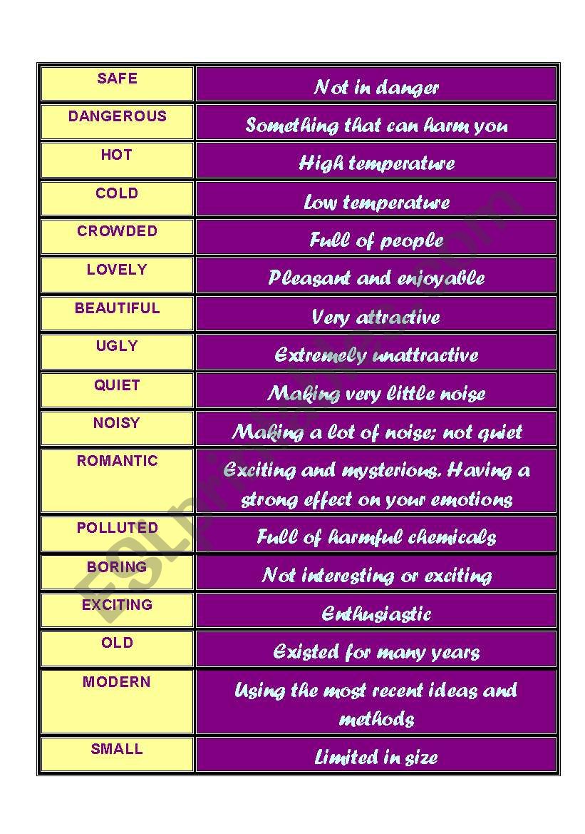 Adjective Meaning ESL Worksheet By Thanora