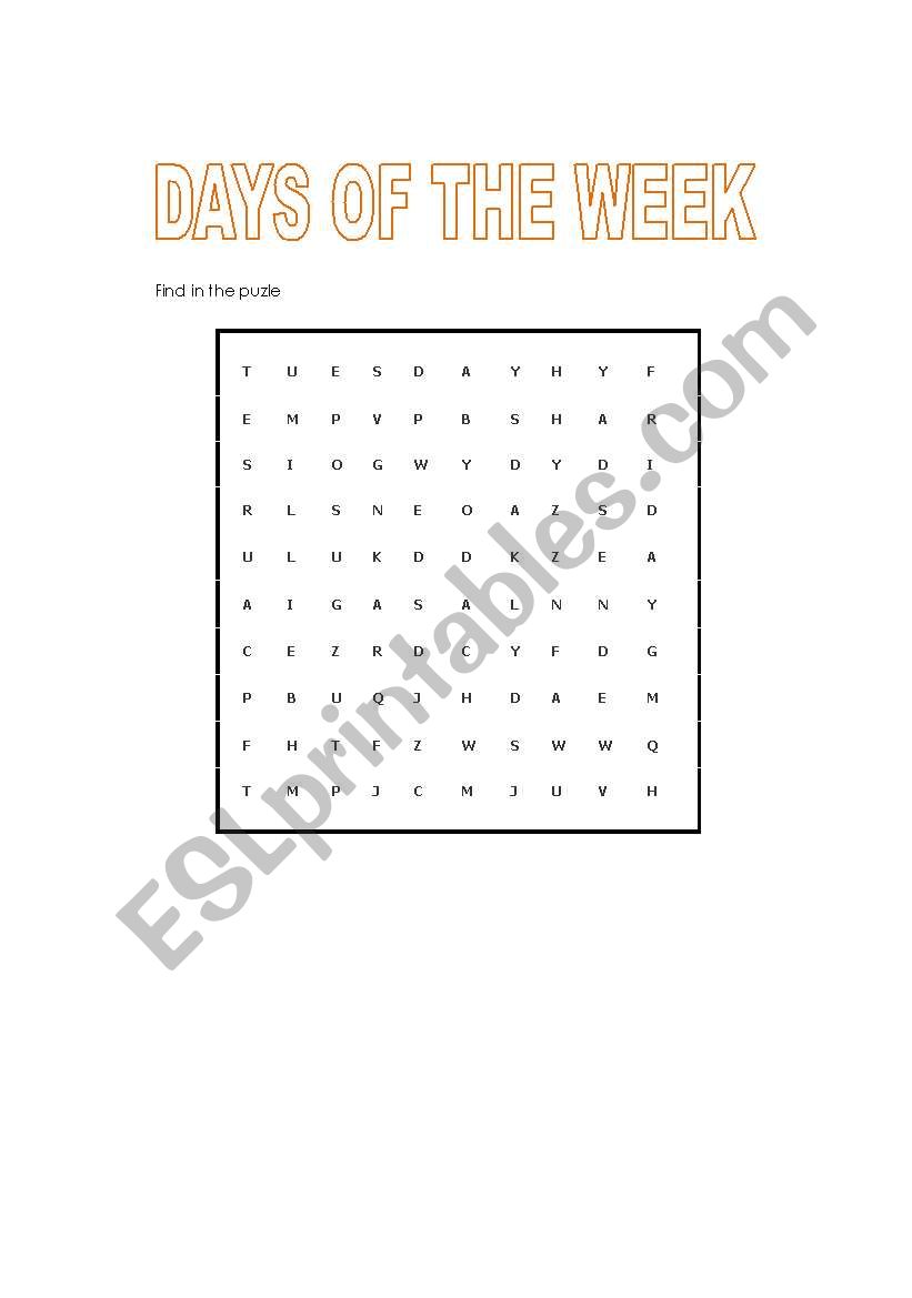 Days of the Week worksheet