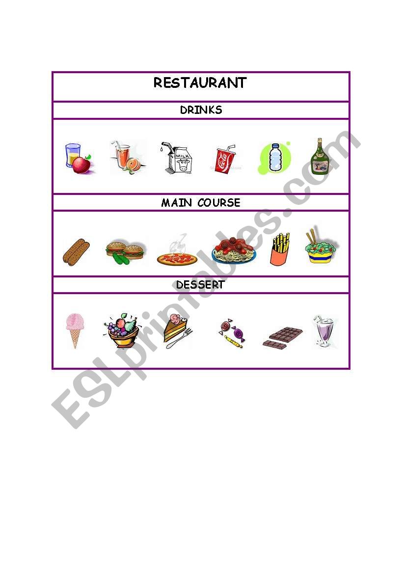 Menu worksheet