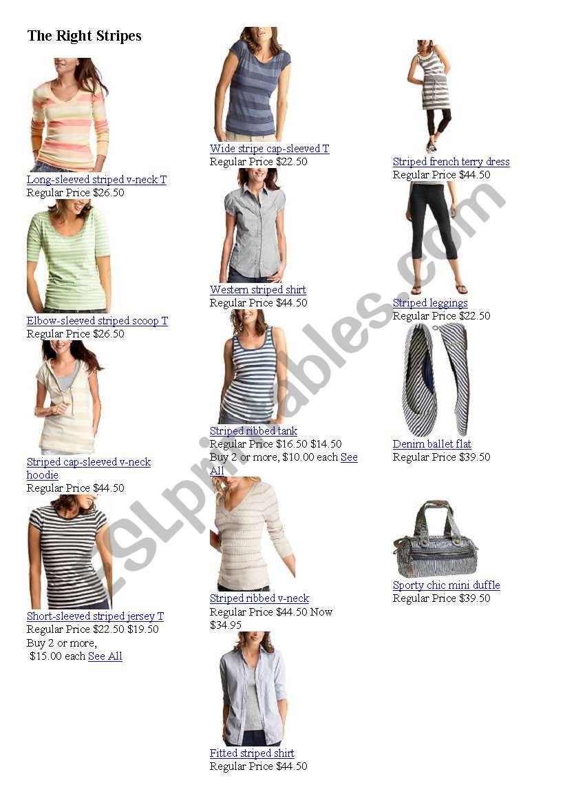 Clothes for Women worksheet