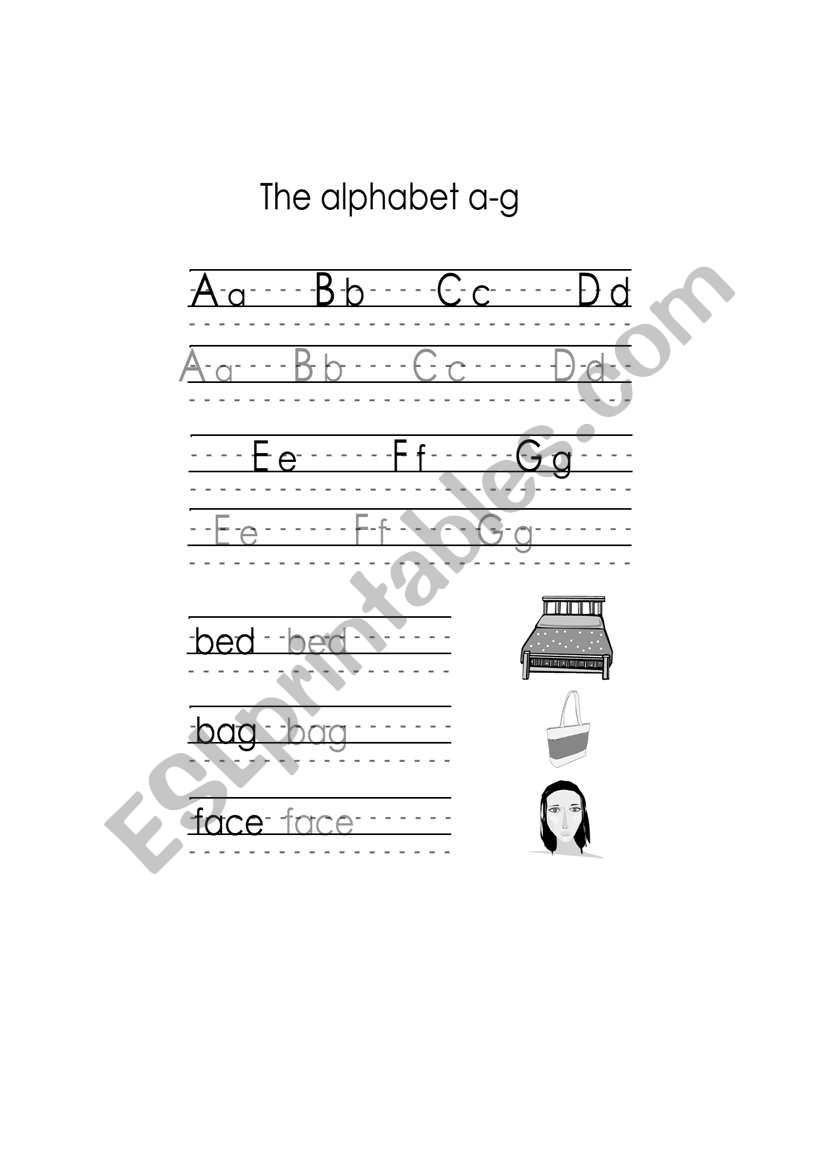 english worksheets alphabet a g