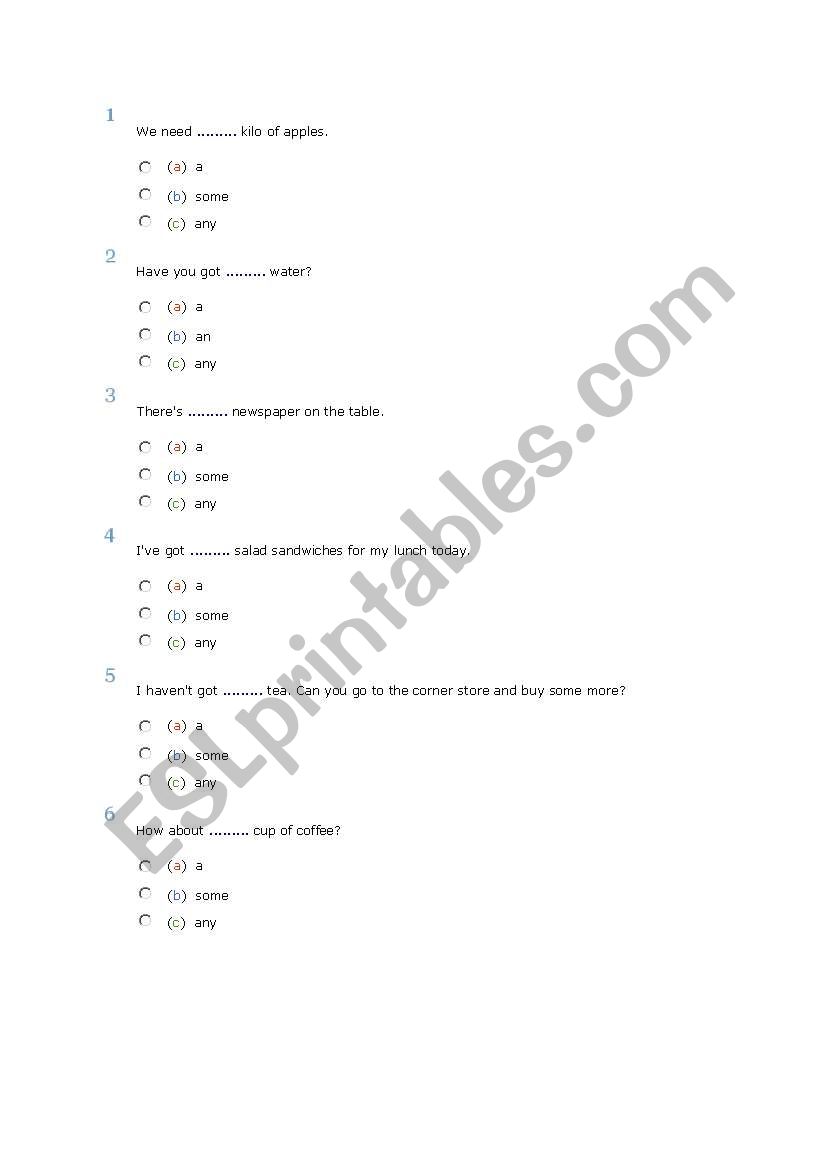 any-some exercises worksheet