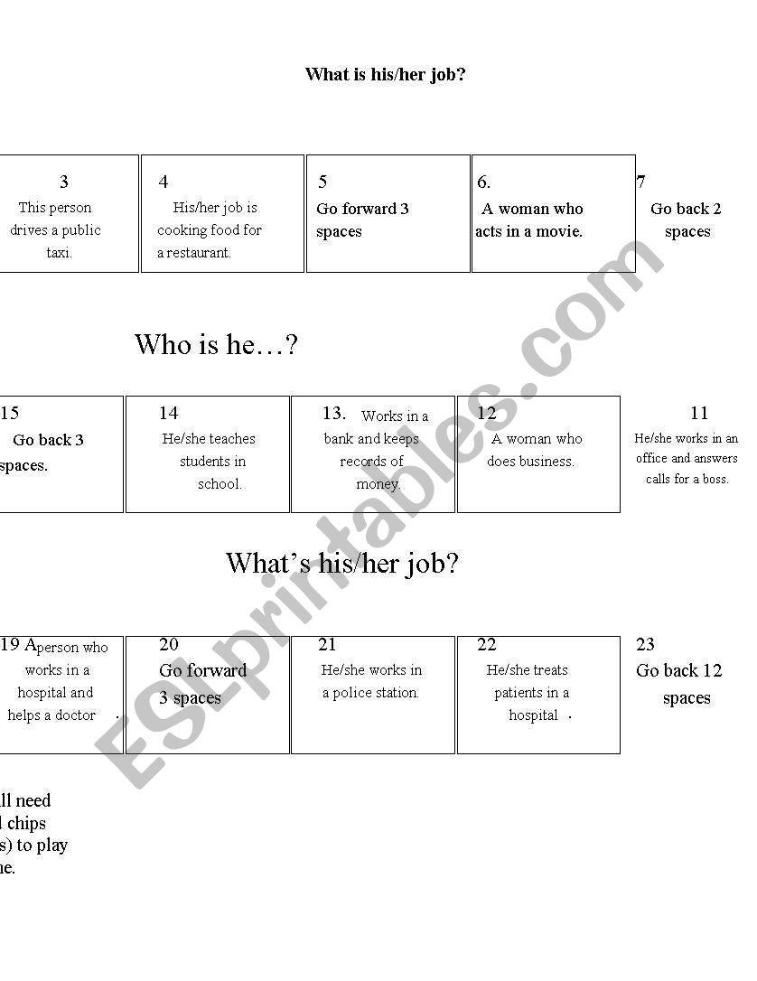 Job-BoardGames worksheet