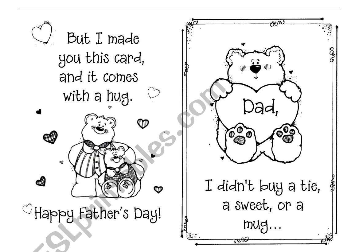 father s day card esl worksheet by susiebelle