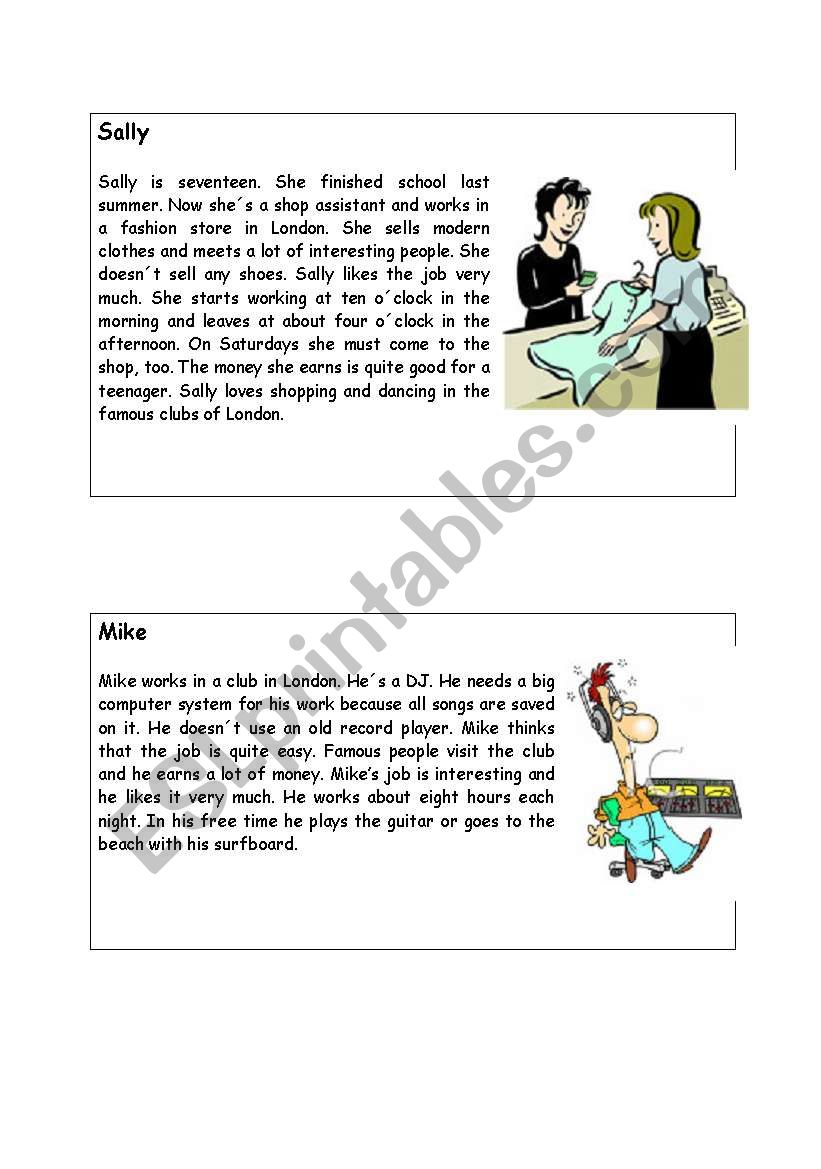information gap activity jobs text 1 and 2