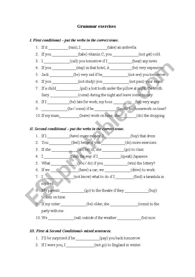 Conditional sentences worksheet