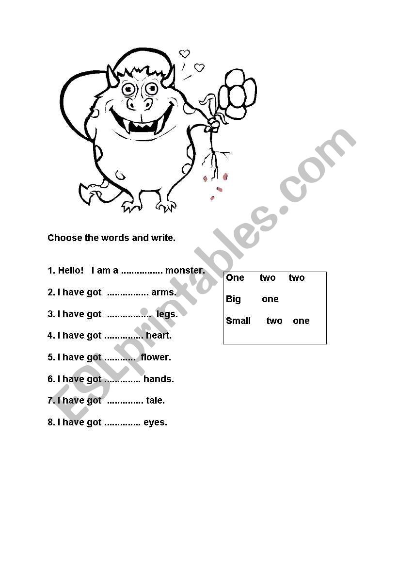 body parts worksheet