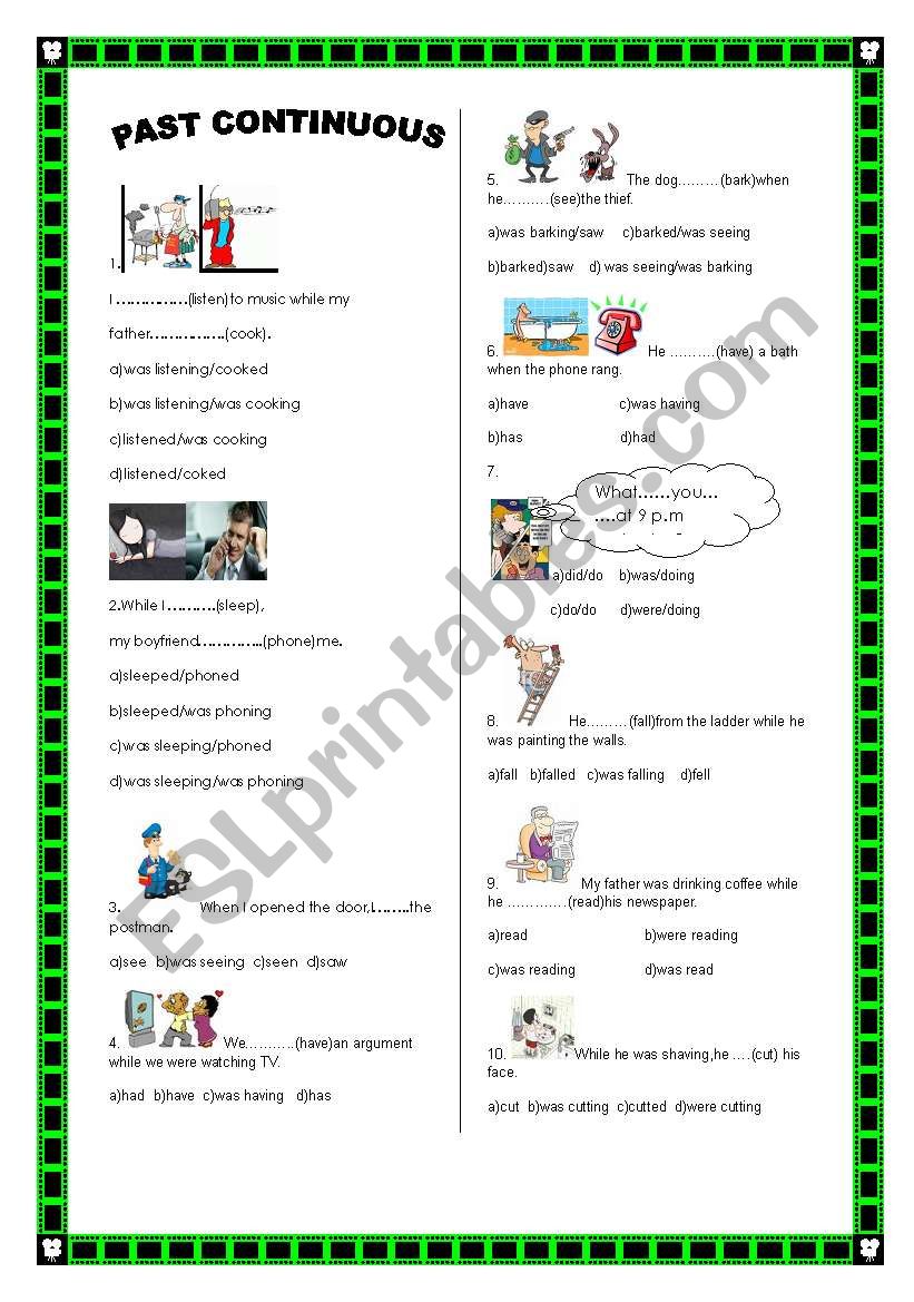 Past Continuous when while ESL Worksheet By Djmulko1